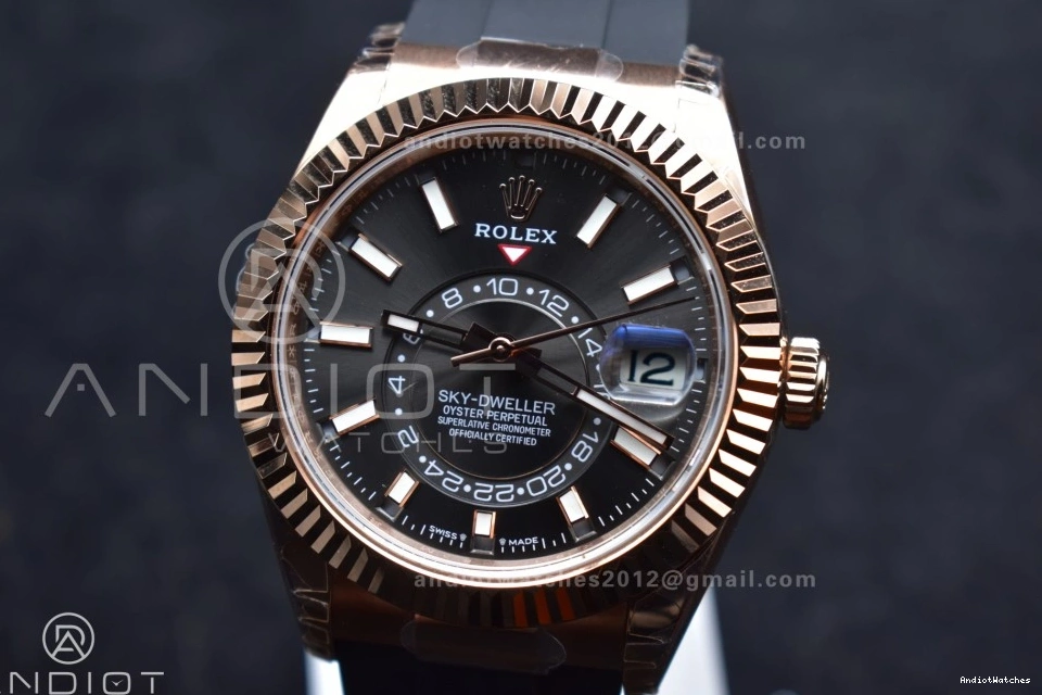 1104 RG Upgraded Gray Oysterflex Noob on A23J Strap Dial Best Skydweller Edition 0123